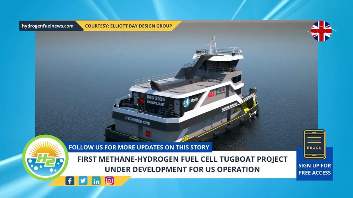 'Video thumbnail for First methane-hydrogen fuel cell tugboat project under development for US operation'