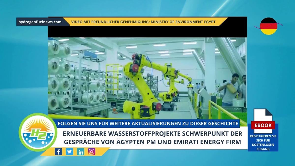 'Video thumbnail for [German] Renewable hydrogen projects focus of Egypt PM and Emirati energy firm talks'
