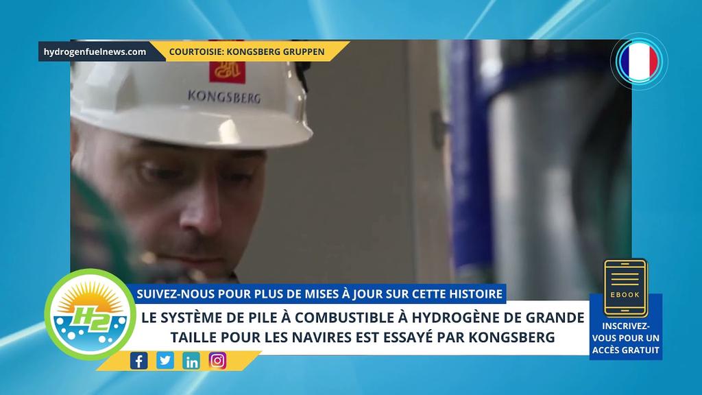 'Video thumbnail for [French] Full-size hydrogen fuel cell system for ships undergoes testing by Kongsberg'