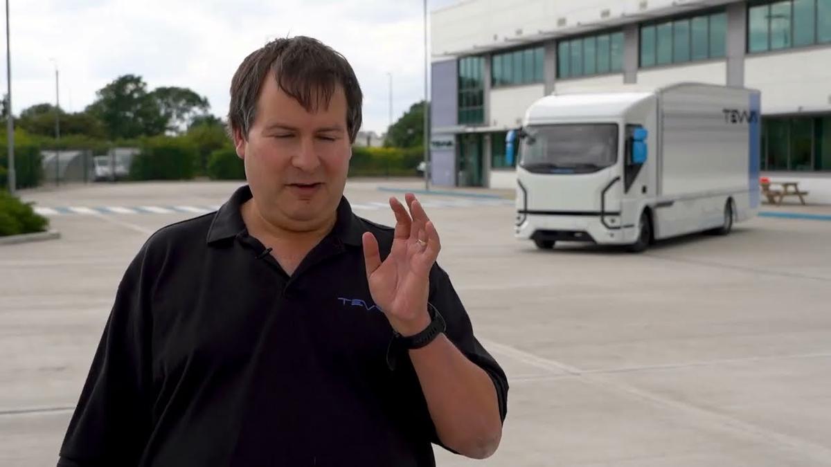 'Video thumbnail for UK Gets First Hydrogen Electric Truck With Landmark Tevva Launch'