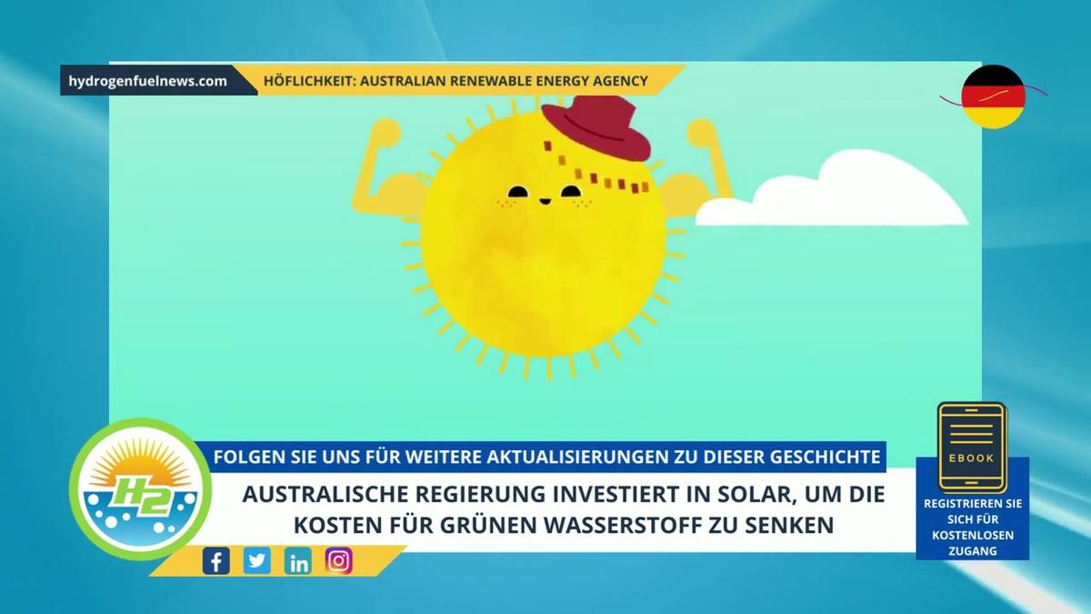 'Video thumbnail for [German] Australian government invests in solar to shrink cost of green hydrogen'