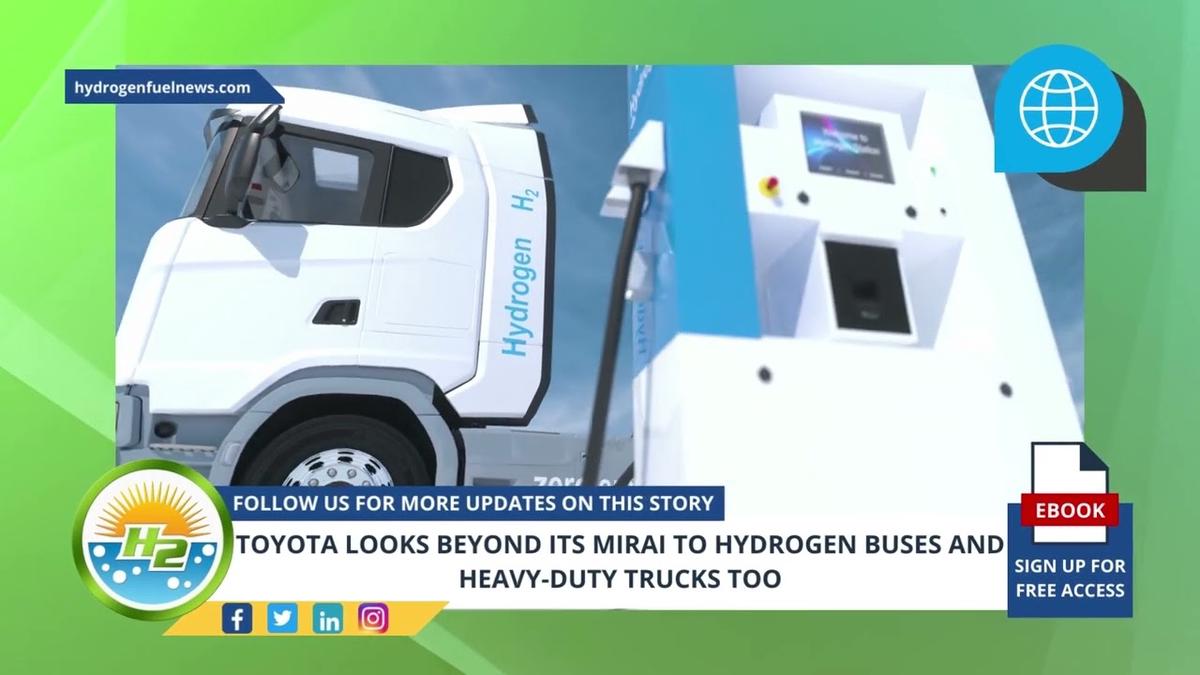 'Video thumbnail for German - Toyota Looks Beyond Its Mirai to Hydrogen Buses and Heavy-Duty Trucks Too'