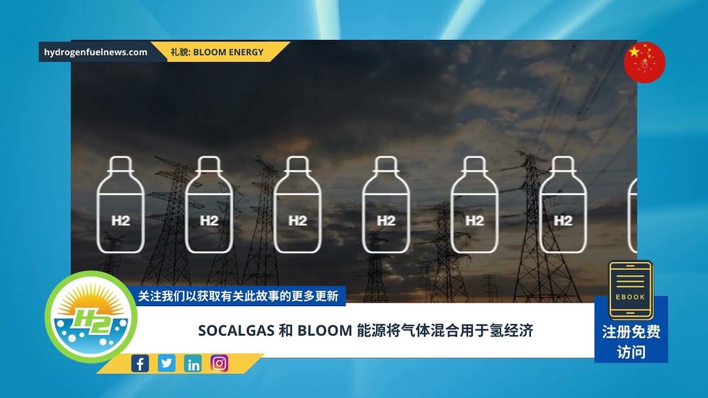 'Video thumbnail for [Chinese] SoCalGas and Bloom Energy to use gas blending for hydrogen economy'
