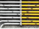 Hydrogen blending - Concept image of blending H2 and NG via pipes