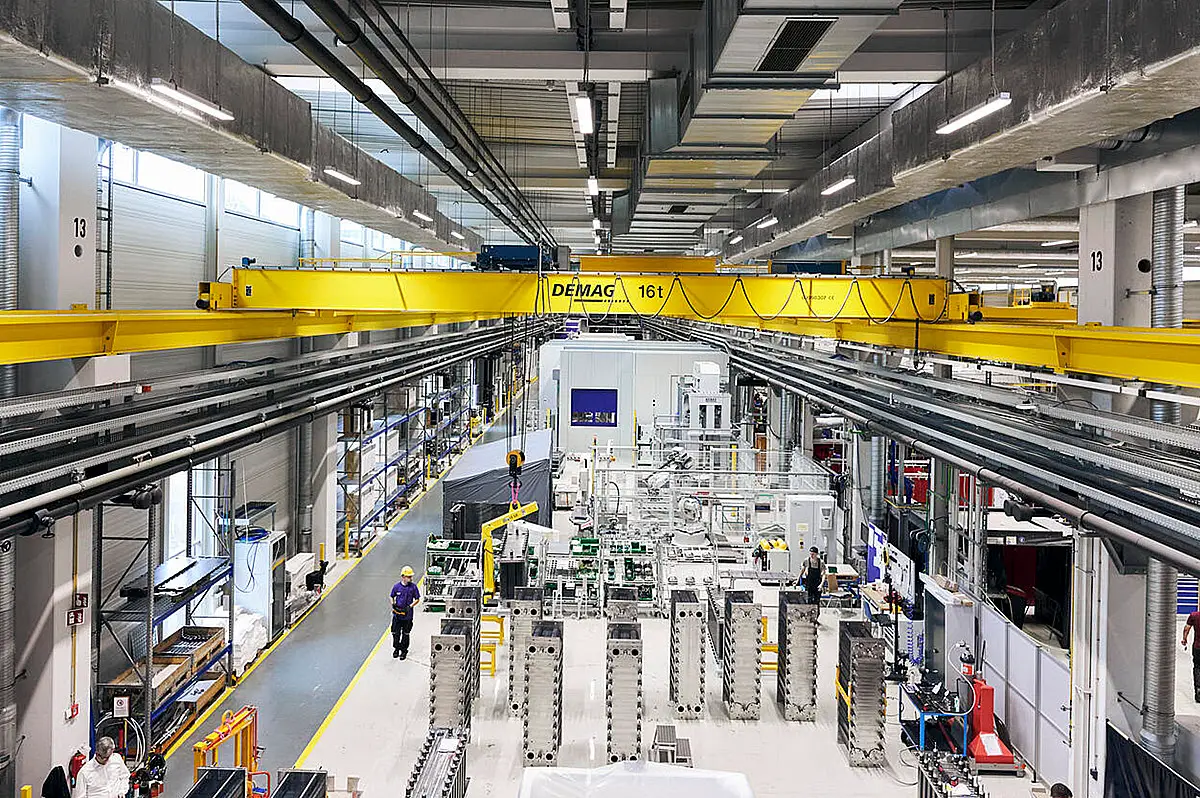 Siemens electrolyzer factory floor in Germany 