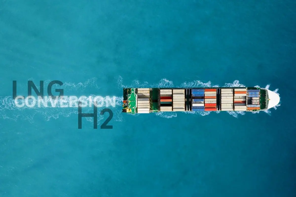 Hydrogen Cargo Ship - Concept Image of LNG Converted to H2
