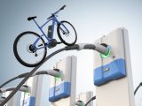 Hydrogen bikes - Concept Image of H2 Bike riding up an H2 refueling station