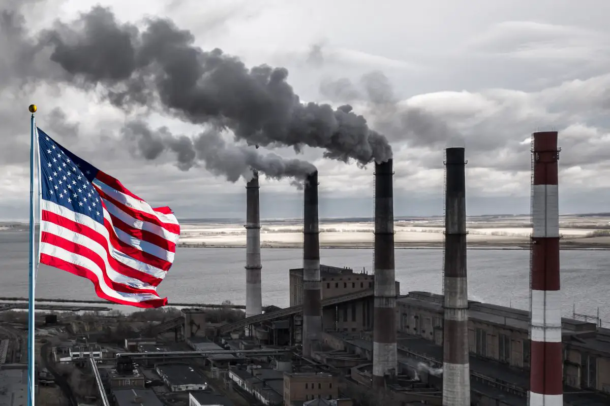 Water electrolysis - Fossil Fuels from Factory - American Flag
