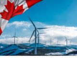 Wind Energy - Wind Turbines in snow - Canada Flag
