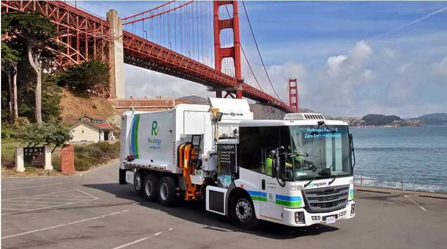 Recology hydrogen-powreed refuse collection vehicle - Image Source - Hyzon