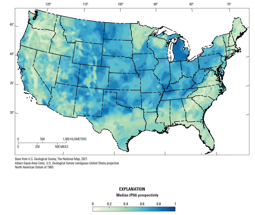 geological hydrogen map of United States