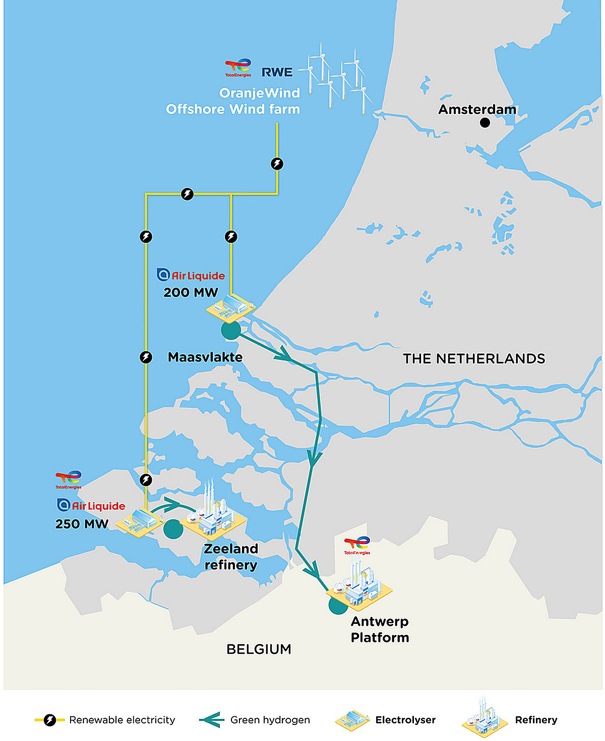 green hydrogen project location for TotalEnergies and Air Liquide